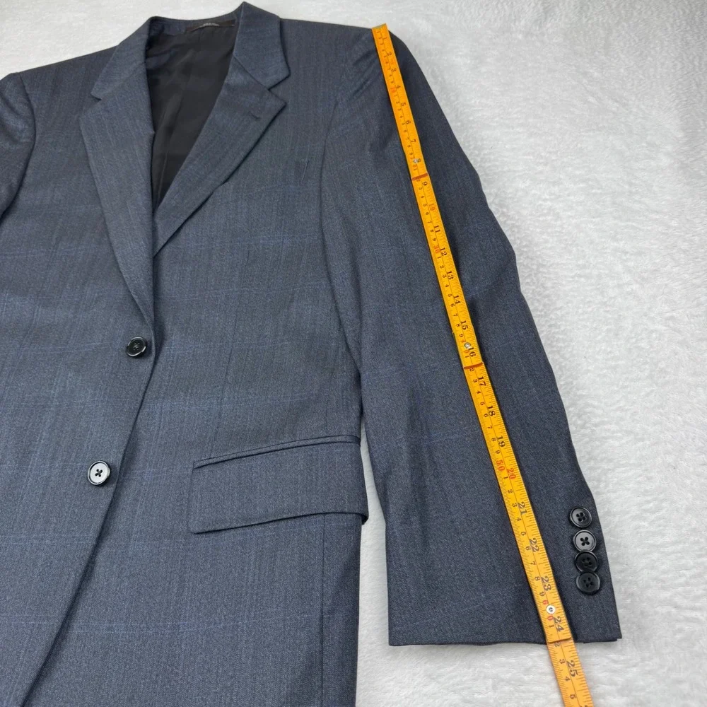 Joseph Abboud Suit Mens 38R W32 Blue Glen Plaid Super 120s Wool 2-Piece Pleated